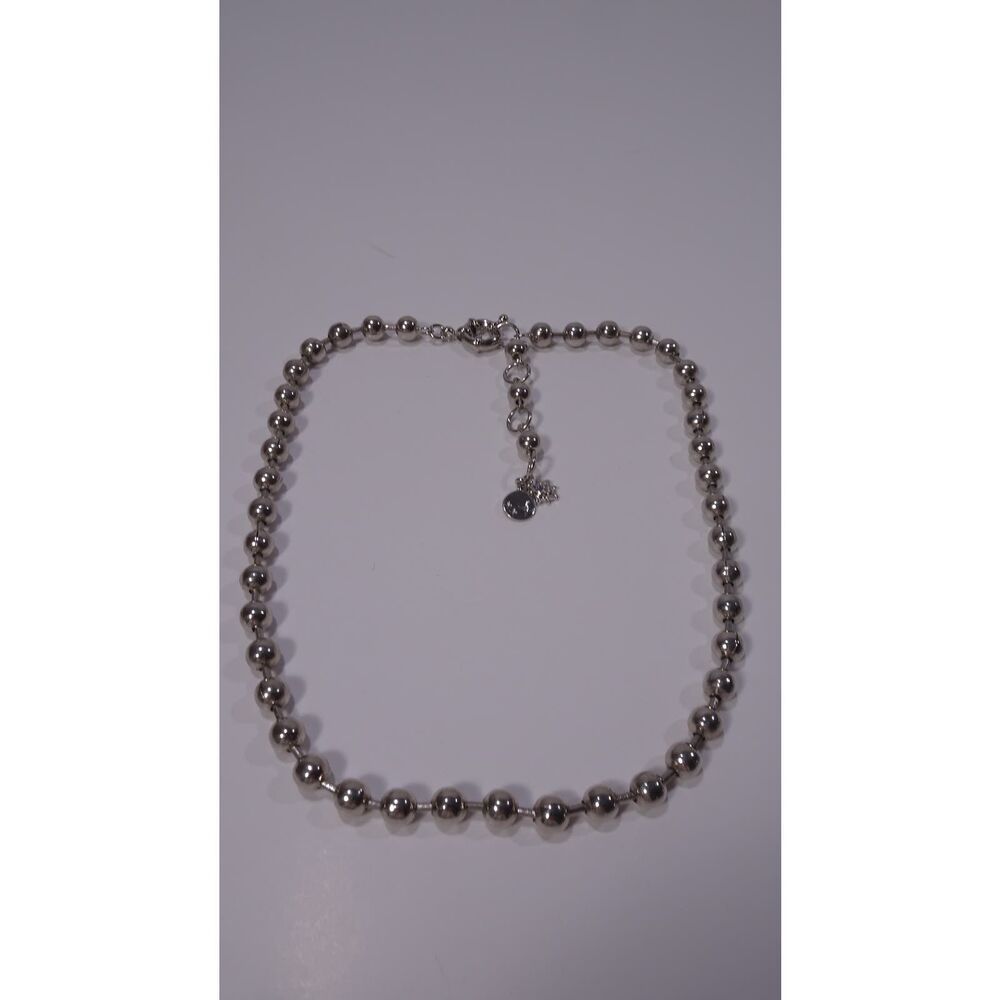 Nordstrom Something Navy Shiny Silver Ball Short Necklace NWT 48